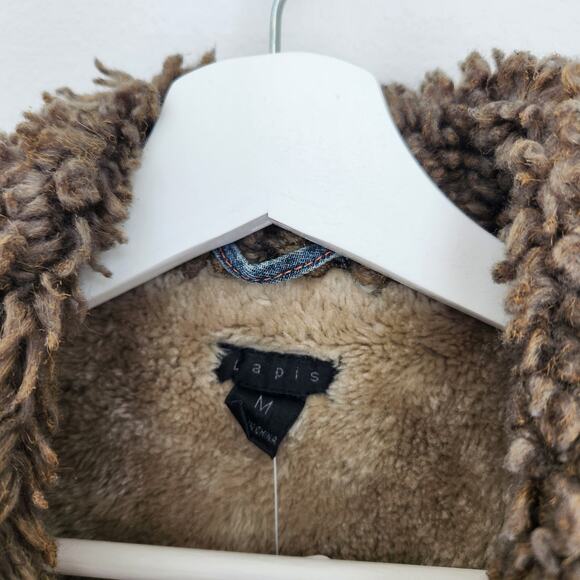 Vintage Y2K Lapis Fleece Lined Button Down Jean Jacket M - Picture 4 of 9